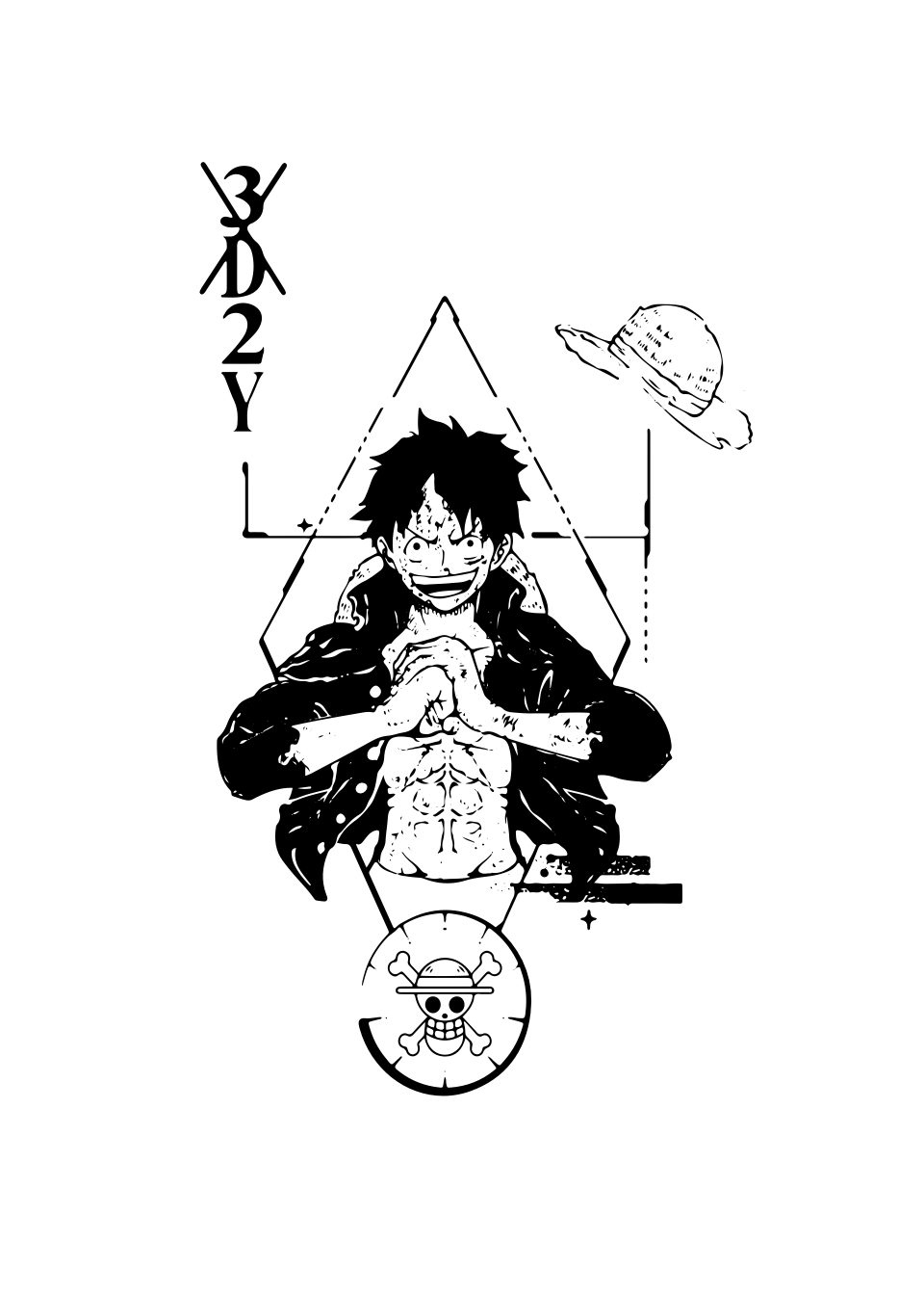 Camiseta Oversize de Luffy